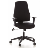 Black Professional Office Chair PRO-TEC 100 with armrests and five-caster base by hjh OFFICE – 360-degree view (front view 20°)