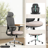 Professional Office Chair Ergomy Pro in dark grey and beige with adjustment options by hjh OFFICE (AI-generated image)
