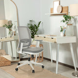 Grey Home Office Chair PROFONDO ECO W with armrests and castors in a bright room by hjh OFFICE