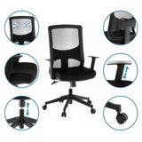 Professional Office Chair LAVITA in black with mesh backrest, adjustable armrests and castors by hjh OFFICE