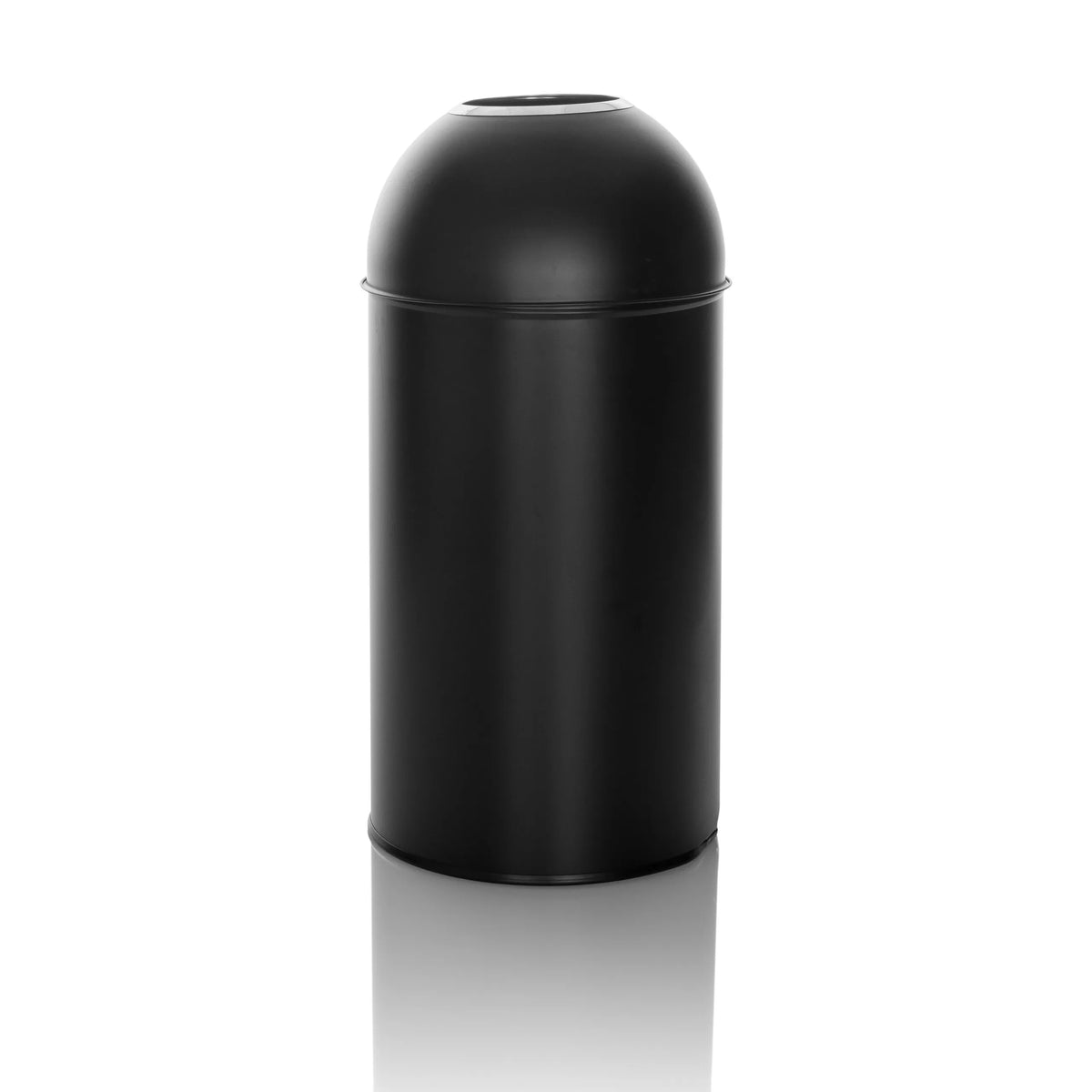 Black wastepaper CLEAN OR 50 with a domed lid and an opening on top by hjh OFFICE – 360-degree view (front view 0°)