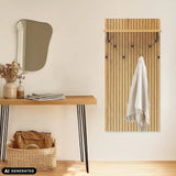 LINNO SPACE wall-mounted coat rack made of oak with black hooks and shelf by hjh LIVING (AI-generated image)