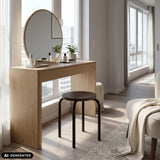 stool ALRANDA in black and walnut in front of a dressing table by hjh LIVING