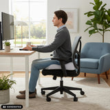 Grey MEDISIT IV seat cushion on a black office chair by hjh OFFICE (AI-generated image)