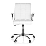 White Home Office Chair ERNESTO with quilted upholstery and five-caster base by hjh OFFICE – 360-degree view (front view 0°)
