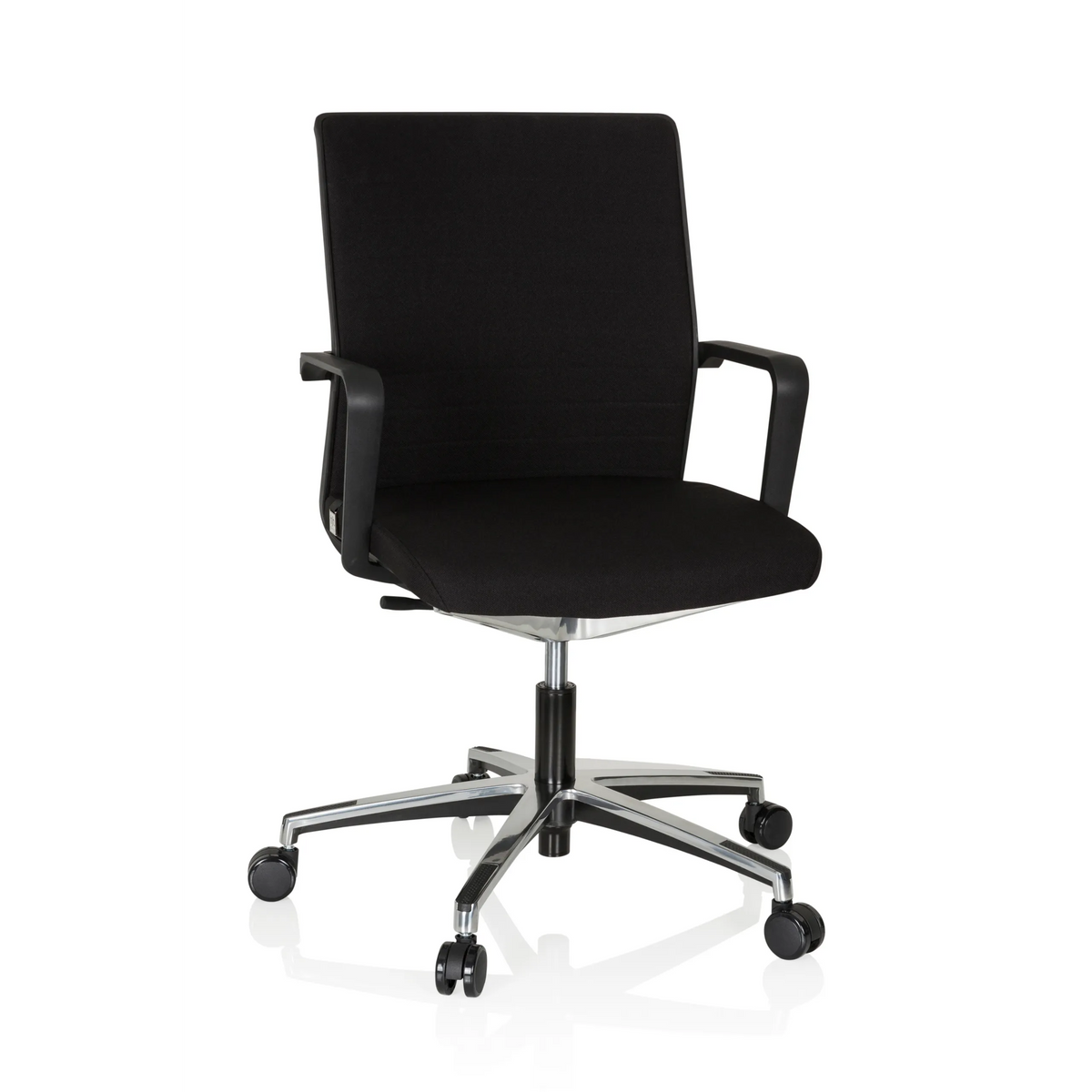 Black Professional Office Chair MOVE-TEC 3D with armrests and five-caster base by hjh OFFICE – 360-degree view (front view 20°)
