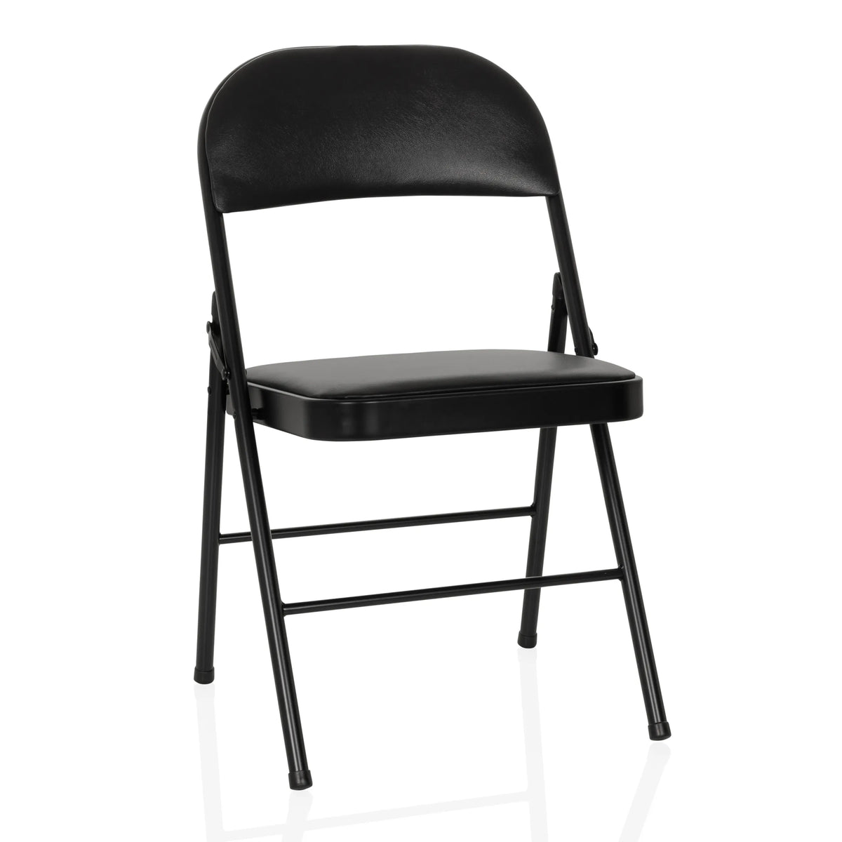 Black folding chair TUDELA H with faux leather upholstery by hjh OFFICE – 360-degree view (front view 15°)