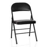 Black folding chair TUDELA H with faux leather upholstery by hjh OFFICE – 360-degree view (front view 15°)