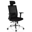 Black Professional Executive Chair CAPTIVA with mesh backrest, headrest and aluminium base by hjh OFFICE