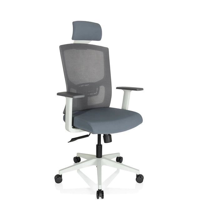 Professional Office Chair CAPTIVO BASE W in grey with mesh back and headrest by hjh OFFICE