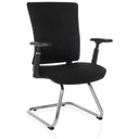 Black Cantilever chair CAPTIVO PRO V with fabric upholstery, armrests and chrome sled base by hjh OFFICE