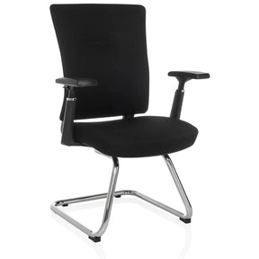 Black Cantilever chair CAPTIVO PRO V with fabric upholstery, armrests and chrome sled base by hjh OFFICE