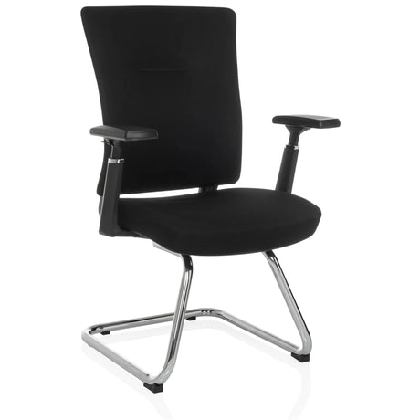 Black Cantilever chair CAPTIVO PRO V with fabric upholstery, armrests and chrome sled base by hjh OFFICE