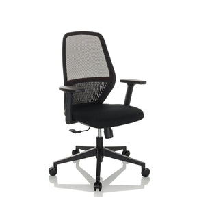 Professional Office Chair CARLOW I in black with mesh backrest and armrests by hjh OFFICE