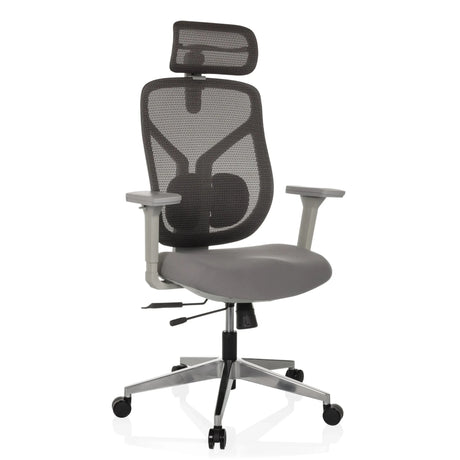 High End Office Chair CASSILIS W in grey with mesh backrest and headrest by hjh OFFICE