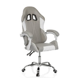 Grey and white Gaming chair GAMEBREAKER W03 with two headrest openings and a five-caster base by MyBuero – 360-degree view (front three-quarter view 30°)