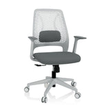 Grey Home Office Chair PARFERIO W with mesh back and five-caster base by hjh OFFICE – 360-degree view (front view 20°)