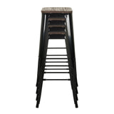 Stackable Bar stools VANTAGGIO HIGH WS in black with wooden seats by hjh OFFICE