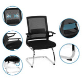 INVENTOR V cantilever chair in black with mesh back, armrests and chrome sled base by hjh OFFICE