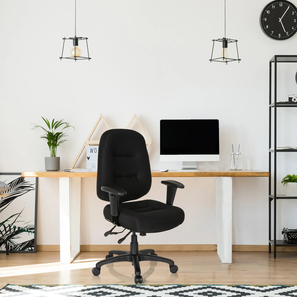 Black Professional Office Chair ZENIT XXL with armrests and castors at a desk by hjh OFFICE