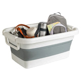 White-grey folding container CLEAN SILW with various utensils and a backpack by hjh OFFICE