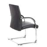 Black cantilever chair BAROLO V with armrests and chrome sled base by hjh OFFICE – 360-degree view (rear three-quarter view 120°)