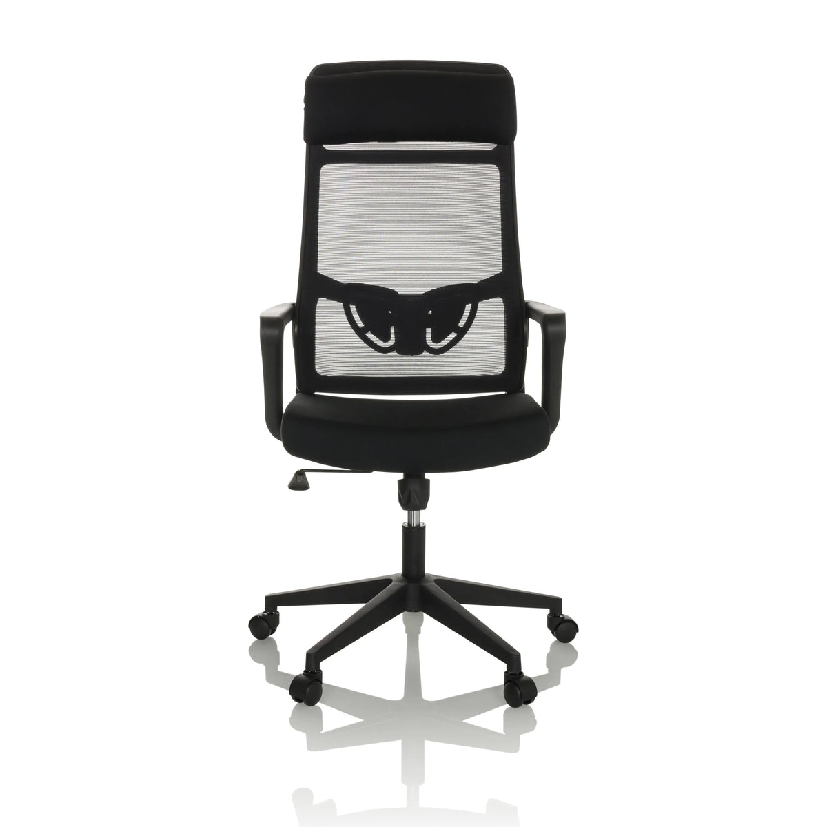 Black Home Office Chair NEKEO with mesh back and five-caster base by hjh OFFICE – 360-degree view (front view 0°)