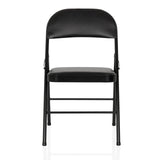 Black folding chair TUDELA H with faux leather upholstery by hjh OFFICE – 360-degree view (front view 0°)
