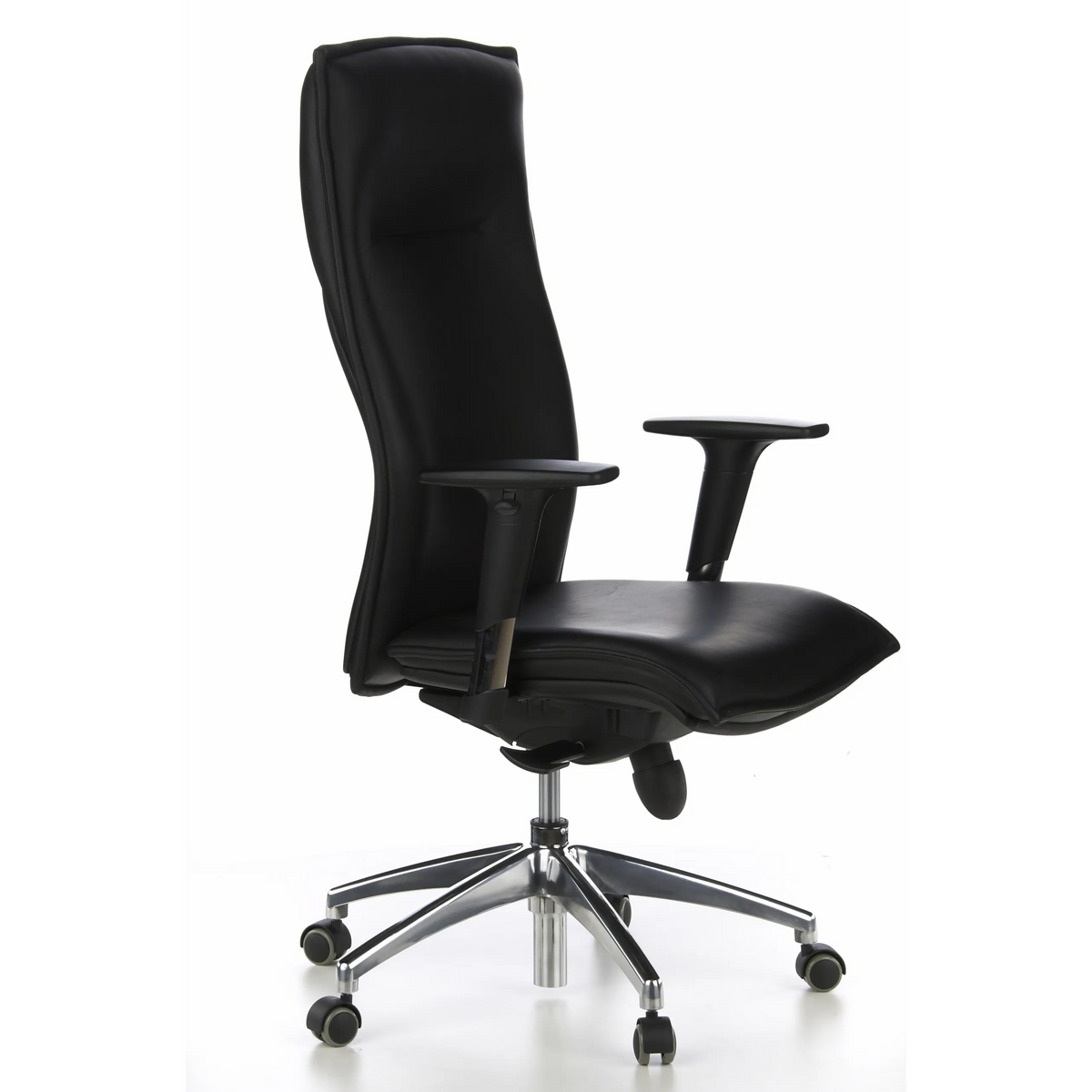 Black Luxury Executive Chair MURANO 20 with armrests and five-caster base by hjh OFFICE – 360-degree view (front three-quarter view 60°)