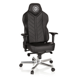 Black Gaming chair GAMEBREAKER COLOSSUS with armrests and a glossy five-caster base by hjh OFFICE – 360-degree view (front view 20°)