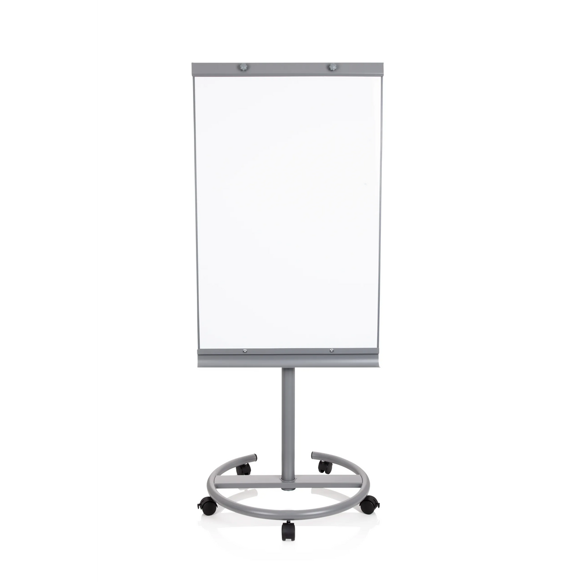 Silver Whiteboard MULTIBOARD on a mobile stand with castors by hjh OFFICE – 360-degree view (front view 0°)