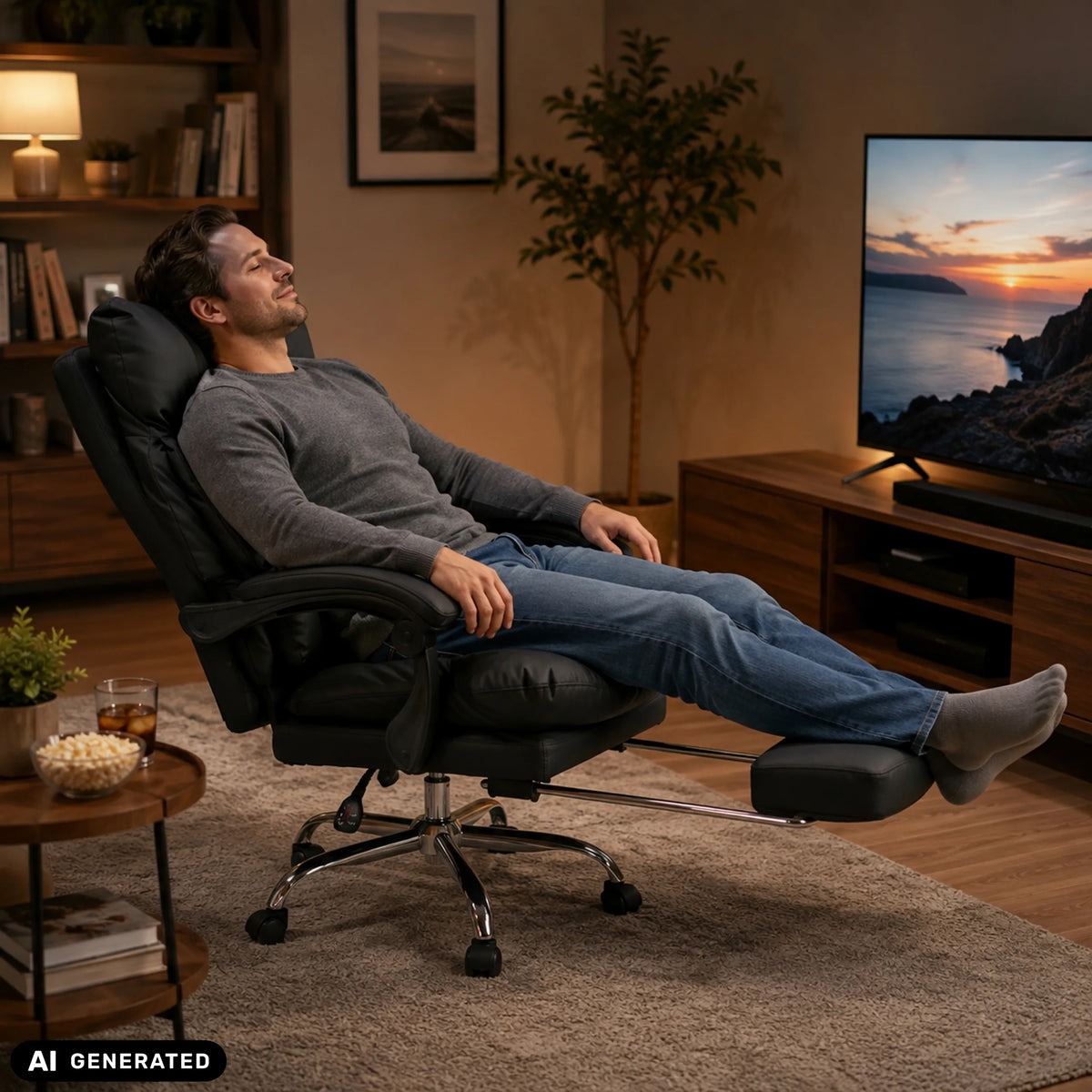 Black Relax Legoro Home Office Executive Chair with extended footrest by MyBuero (AI-generated image)