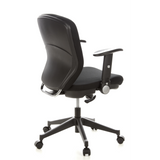 Black Professional Office Chair TRAFFIC 20 with armrests and five-caster base by hjh OFFICE – 360-degree view (rear three-quarter view 120°)