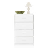 White ESTORIA chest of drawers with four drawers, decorated with a bowl and a table lamp by hjh LIVING