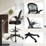 Counter chair Naluro Work in black with mesh back, adjustable armrests and foot ring by hjh OFFICE (AI-generated image)