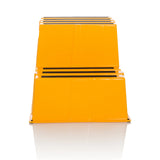 Yellow Step stool TIO-E2 with two steps and non-slip treads by hjh OFFICE – 360-degree view (front view 0°)