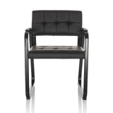 Black guest chair ZANTA B PU with quilted upholstery and armrests by hjh OFFICE – 360-degree view (front view 0°)