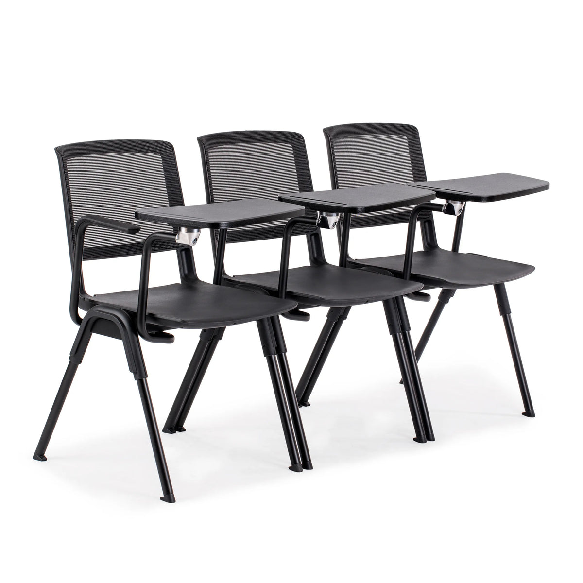 Three black MEET WA clipboards on chairs with mesh backrests by hjh OFFICE
