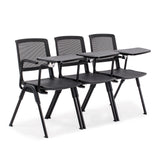 Three black MEET WA clipboards on chairs with mesh backrests by hjh OFFICE