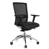 Black Professional Office Chair ASTRA BASE N with mesh back and glossy five-caster base by hjh OFFICE – 360-degree view (front three-quarter view 40°)