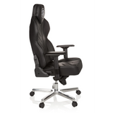 Black Gaming chair GAMEBREAKER COLOSSUS with armrests and a glossy five-caster base by hjh OFFICE – 360-degree view (side profile 80°)