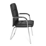 Black guest chair BORNE with quilted upholstery and sled base by hjh OFFICE – 360-degree view (side profile 80°)