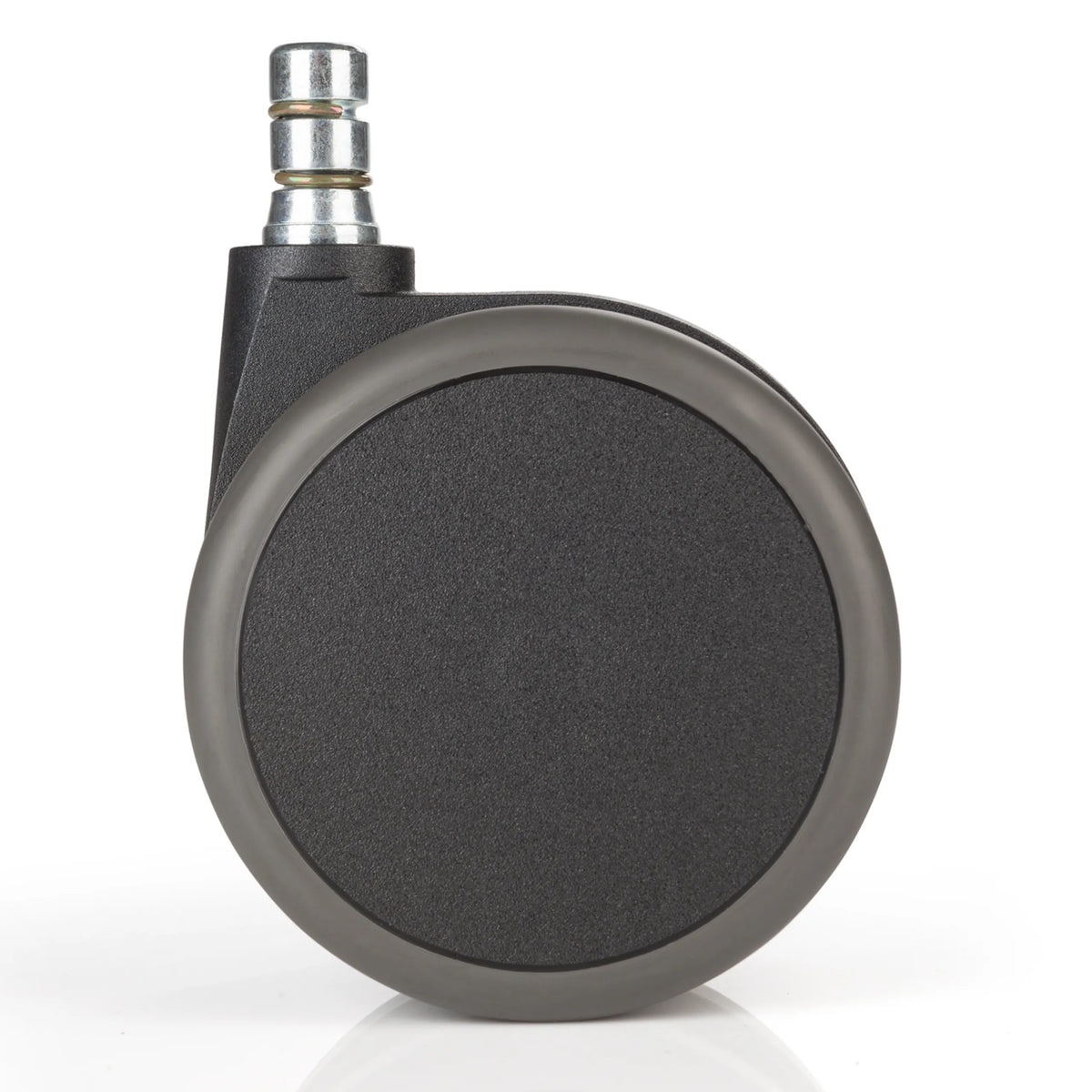 Single black 5x ROLO No-Noise 11mm/75mm castor for hard floors with metallic mounting pin by hjh OFFICE