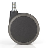 Single black 5x ROLO No-Noise 11mm/75mm castor for hard floors with metallic mounting pin by hjh OFFICE