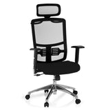 Black Professional Office Chair CAYEN with mesh back, headrest and five-caster base by hjh OFFICE – 360-degree view (front view 20°)