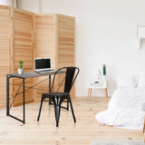 Black metal Bistro chair VANTAGGIO COMFORT at a desk by hjh OFFICE