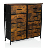 Chest of drawers RAGALA LIGHT in smoked oak with eight drawers and black metal frame by hjh LIVING – 360-degree view (front three-quarter view 30°)