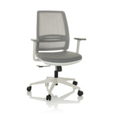 Grey Home Office Chair PROFONDO ECO W with mesh back and five-caster base by hjh OFFICE – 360-degree view (front view 15°)
