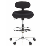 Black Counter chair WORK MF with footring and five-caster base by hjh OFFICE – 360-degree view (front view 0°)