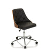 Home Office Chair CENCA with black faux leather cover, quilting and wooden back by hjh OFFICE